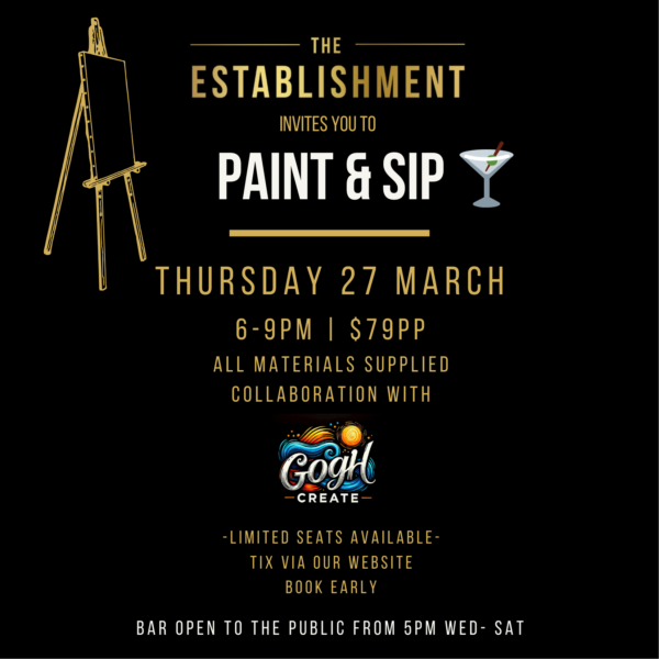 PAINT & SIP - THU 27th March 2025 @ The Establishment Bar Dubbo